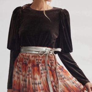Dark brown velvet Anthropologie top